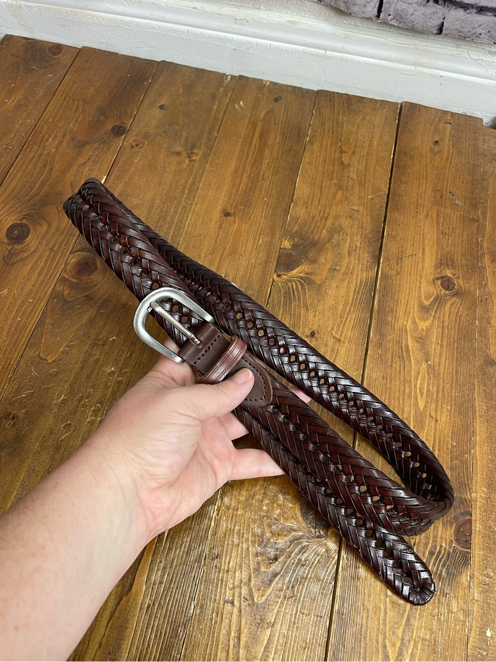 Wrangler Dark brown braided leather belt size 34